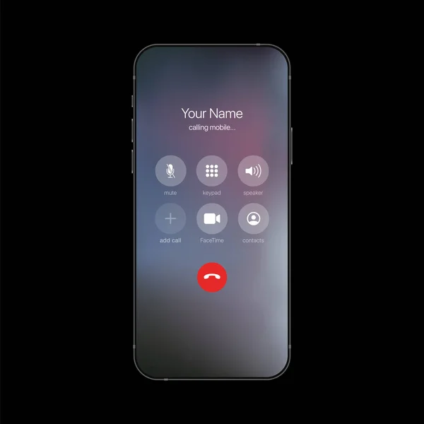 Interfaz de pantalla de llamada. Llamada móvil en la plantilla de Smartphone — Archivo Imágenes Vectoriales