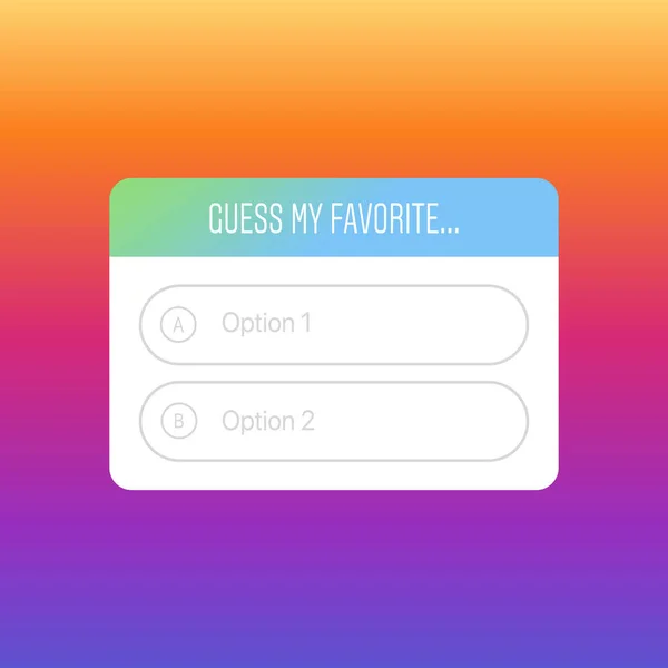 Quiz Optie Sticker. Raad eens mijn favoriet. Social Media Sticker met blanco witte opties — Stockvector