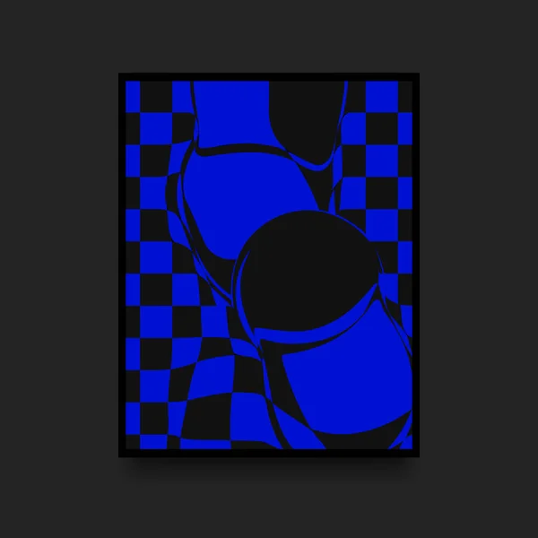 Abstraktní plakát módy. Swiss Graphic. Modré a černé zkreslené čtverce — Stockový vektor