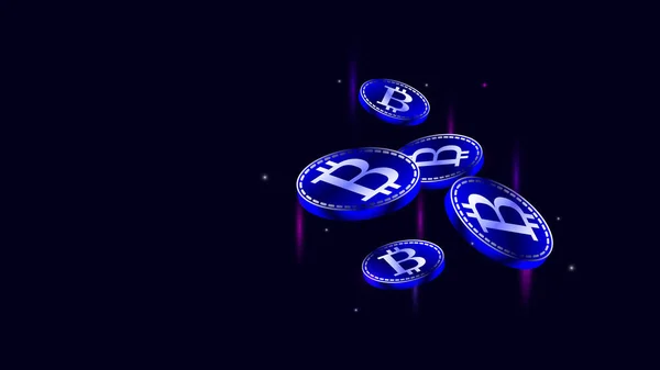 Criptomoeda Incentivo. Dinheiro digital em chamas. Moedas flutuantes no fundo escuro — Vetor de Stock