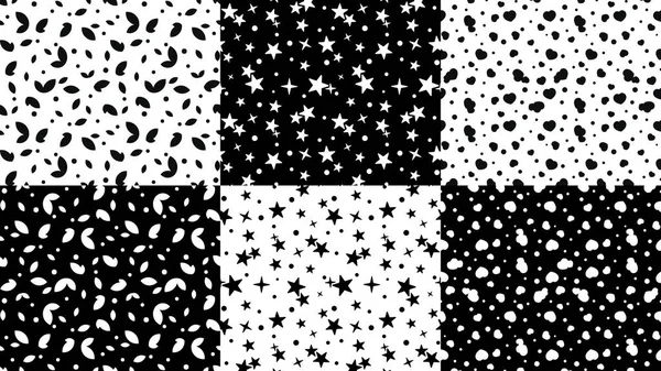 Ensemble de motifs sans couture noirs et blancs — Image vectorielle
