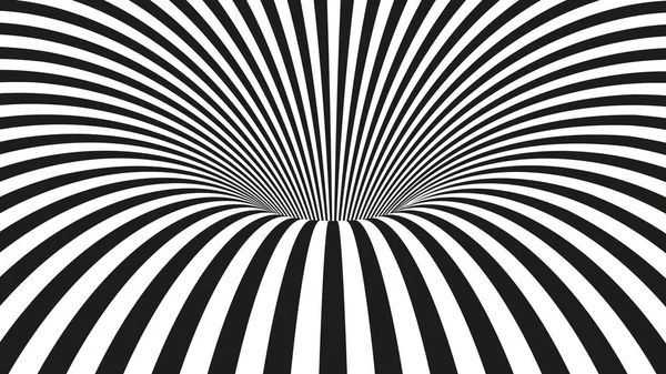 Résumé Tunnel hypnotique à trou de ver. Illusion optique noire et blanche — Image vectorielle