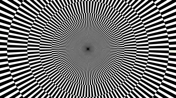 Illusion optique arrondie. Fond horizontal hypnotique rayé noir et blanc. — Image vectorielle