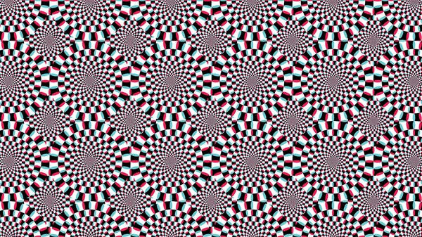 Illusion optique arrière-plan. Cercles de rotation Modèle sans couture — Image vectorielle