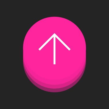 Minimalist Yukarı Ok. Sosyal medya için izole edilmiş Pembe Simge