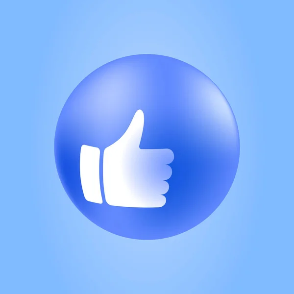 Reação Emoticon Isolada. Polegar em fundo azul arredondado. Social Media UI Emoção — Vetor de Stock