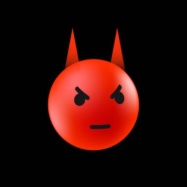 Şeytani Duygu. Kızgın Surat. Sosyal Medya için Duygusal Tepki Şablonu