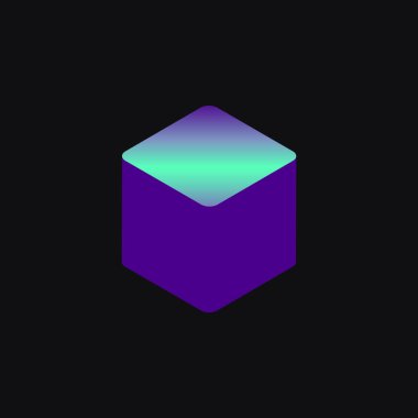 Siyah Arkaplan 'da Violet 3D Küp. Modern Gradyan İzole Edilmiş Element