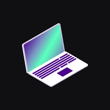 Gradyan Ekran ve Violet Klavyeli Grafik Laptop. İzole Gelecek Bilgisayarı