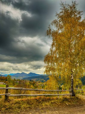 Sisli Sonbahar Yağmuru Ukrayna Karpatlar üzerinde Bulutlu.