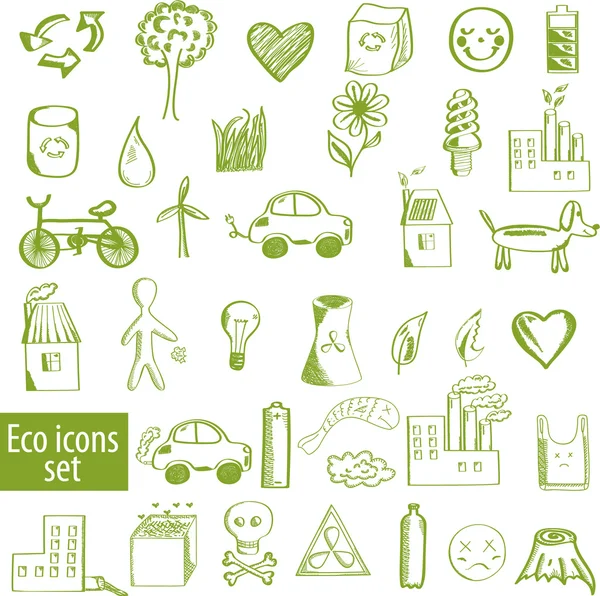 Set of ecological icons — Stock Vector