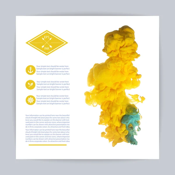 Tinta amarilla girando en el agua — Archivo Imágenes Vectoriales