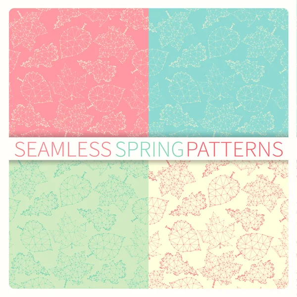 Set of seamless patterns with leaves of maple — Stock Vector