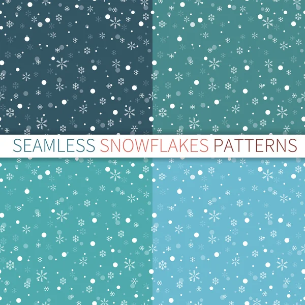 Set of seamless patterns with snowflakes — Stock Vector