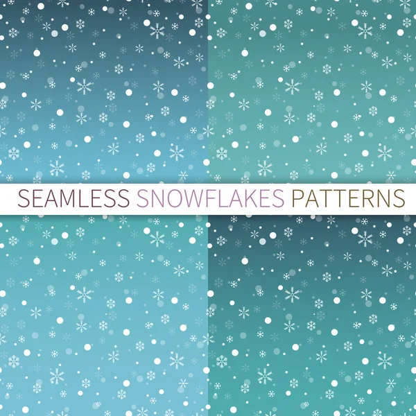 Set of seamless patterns with snowflakes — Stock Vector