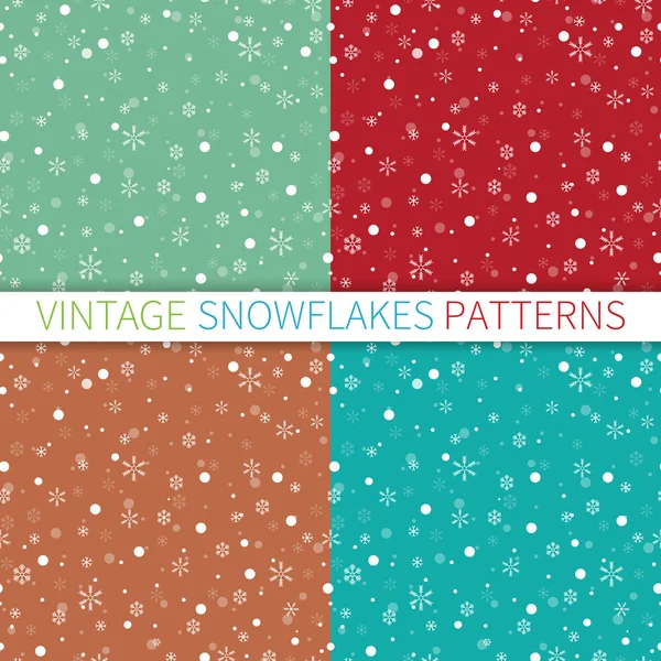 Conjunto de padrões sem costura com flocos de neve — Vetor de Stock