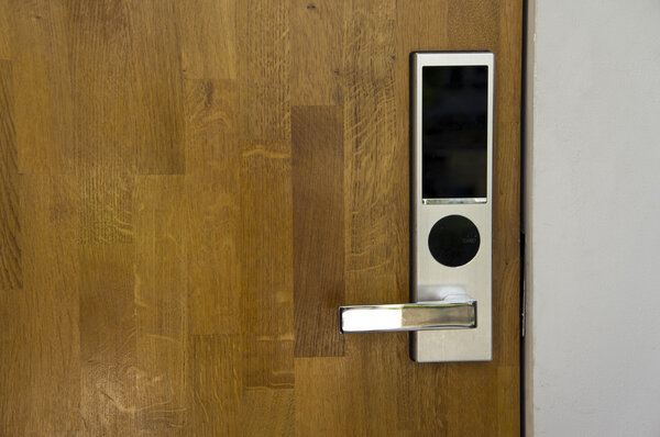 Electronic lock on door