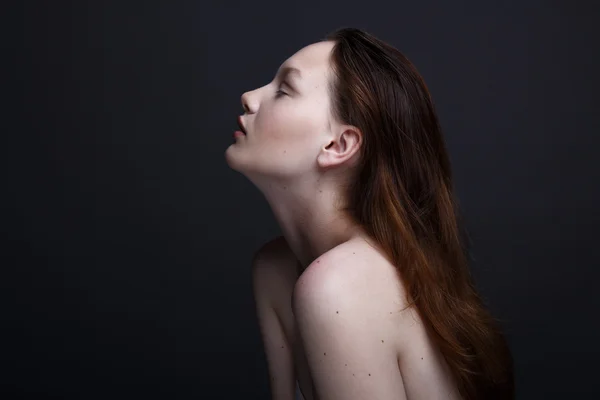 Portrét krása modelu s přírodní make-up — Stock fotografie