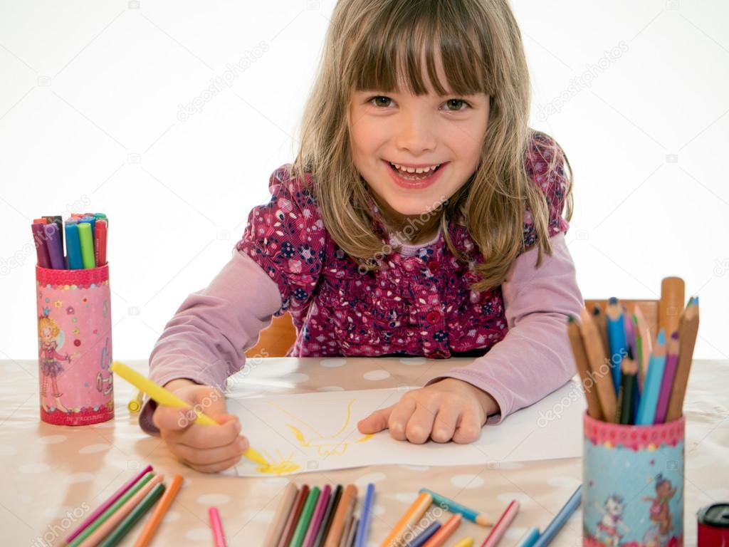 Child paints a picture