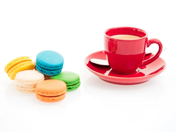 Xícara de café expresso com macarons — Fotografia de Stock