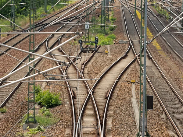 Track systems with overhead lines — Stock Photo, Image