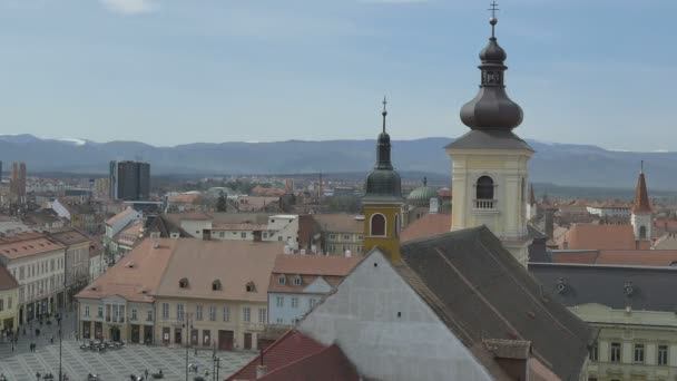 Widok z góry Sibiu miasta — Wideo stockowe