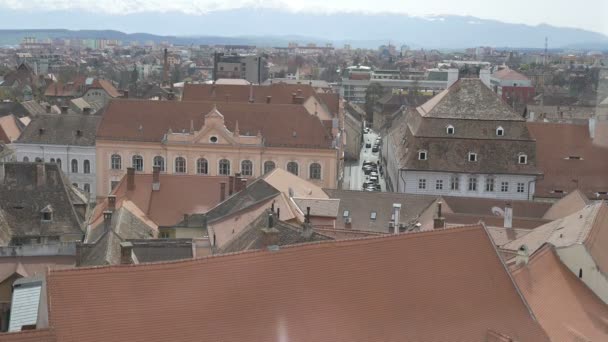 Sibiu şehir eski binalar — Stok video