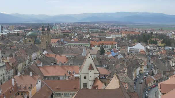 Panoramiczny widok na miasto Sibiu — Wideo stockowe