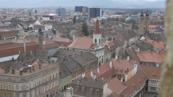 Sibiu Buildings View From Top — Stock Video