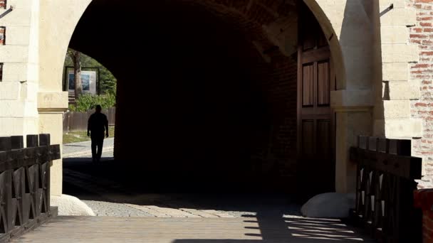 Man Silhouette on Tunnel — Stock Video