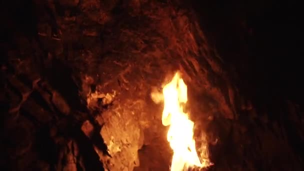 Primitive Torch in Cave — Stock Video