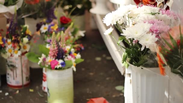 Street Flowers for Sale — Stock Video