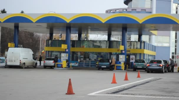 Cars Refuel In Gas Station — Stock Video