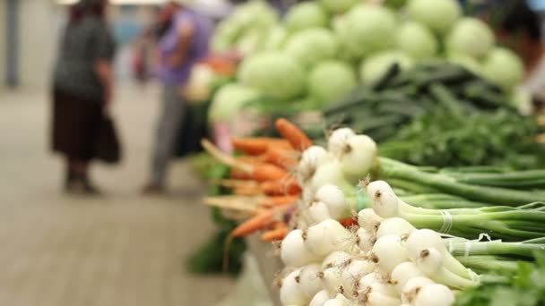 Verse groenten markt — Stockvideo
