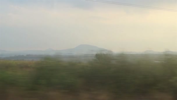 Vista de la naturaleza desde el tren en marcha — Vídeo de stock