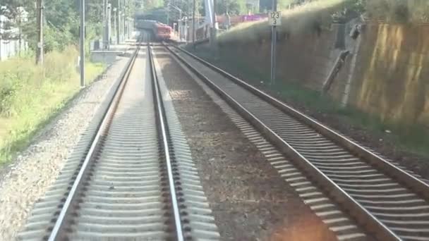 Ferrovia Passando Outro Trem — Vídeo de Stock