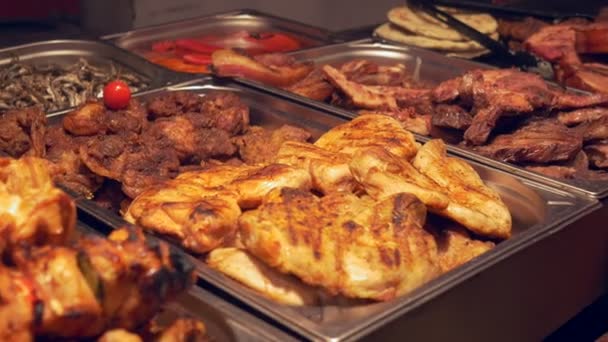 Meat Specialities Trays — Stock Video