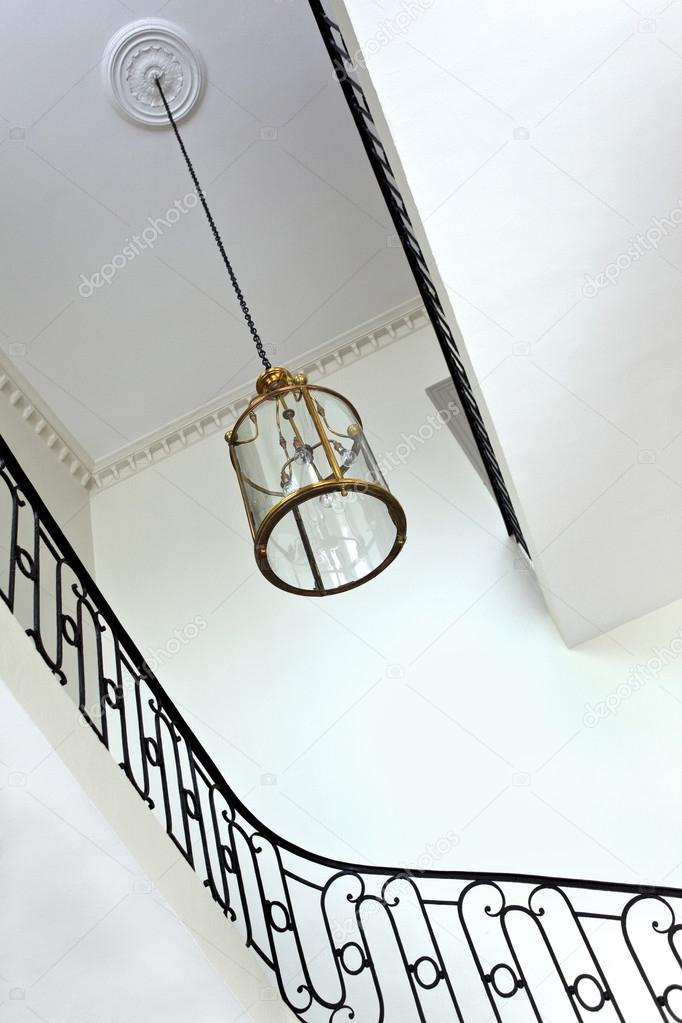 Stairs and chandelier