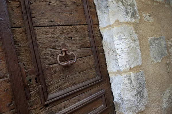 Puerta Madera Fachada Antigua Mansión Francesa Vullage — Foto de Stock