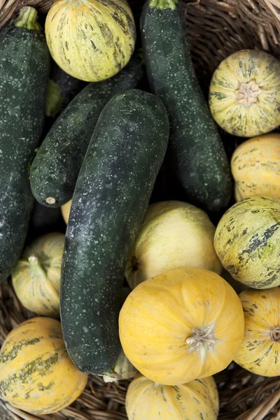Zucchini em uma banca de mercado — Fotografia de Stock