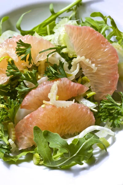 Грейпфрутовый и зеленый салат — стоковое фото
