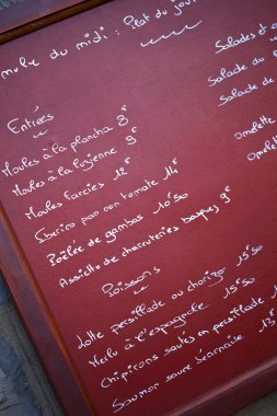 Fransız yemek listesi liste