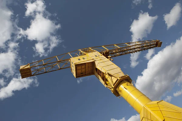 Yellow Crane Blue Sky Background City Nantes France — Stock Photo, Image