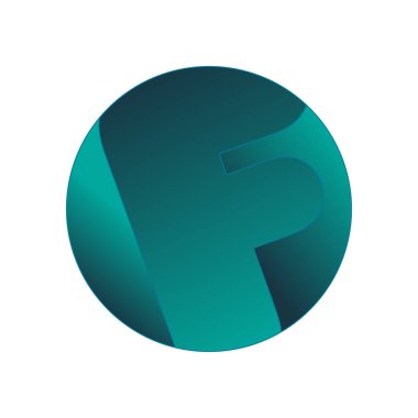 Mavi eğimli bir dairede alfabe harfi