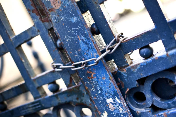 String Sur Une Porte Rouillée Entrée Jardin — Photo