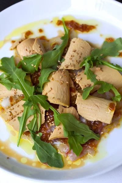Ikan carpaccio dan foie gras — Stok Foto