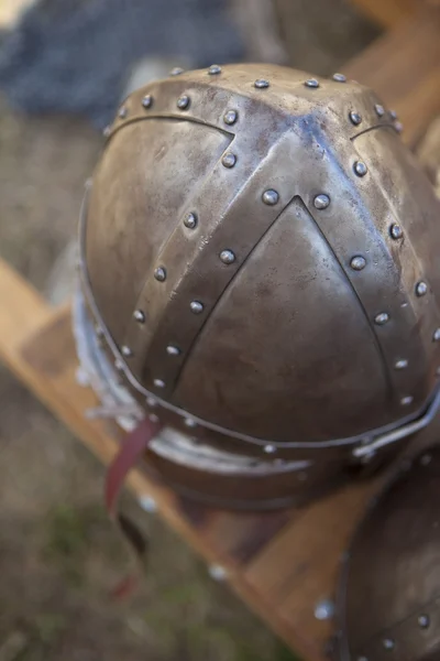 Medieval Helmets Flea Market — Stock Photo, Image