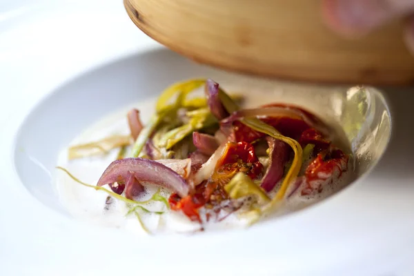 Peppers, tomatoes and shallots — Stock Photo, Image