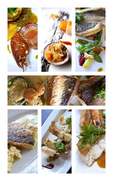 Fish and sea food dishes — Stockfoto