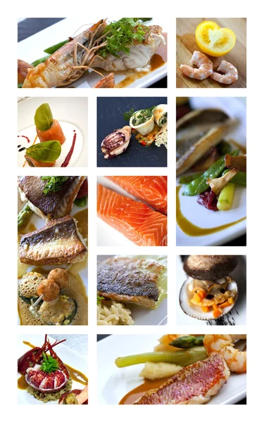 Fish and sea food dishes — Stock fotografie